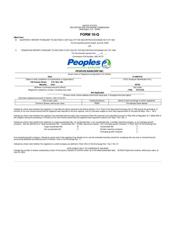 Miniature Peoples Bancorp 10-Q Rapport trimestriel 2026 