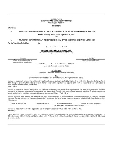 Vorschaubild Abeona Therapeutics
 10-Q Quartalsbericht 2011 