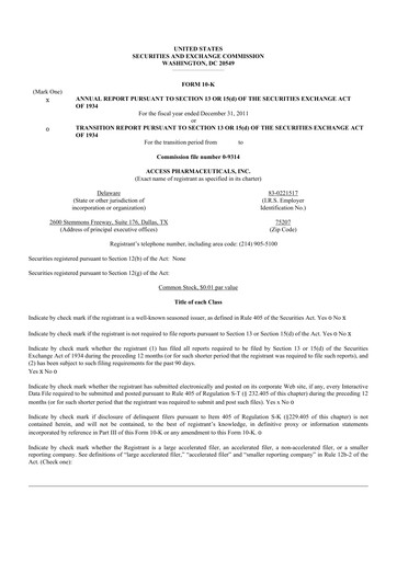 Thumbnail Abeona Therapeutics
 10-K Annual Report 2011