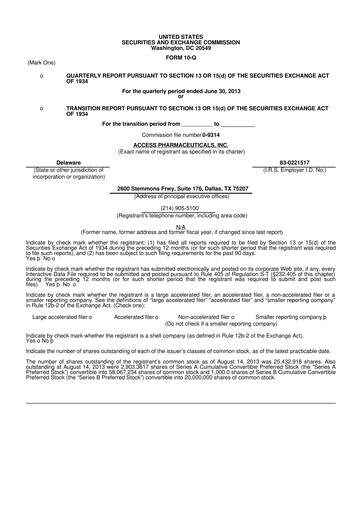 Vorschaubild Abeona Therapeutics
 10-Q Quartalsbericht 2013 