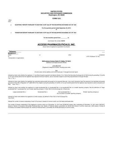 Vorschaubild Abeona Therapeutics
 10-Q Quartalsbericht 2013 