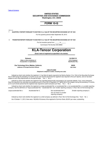 Thumbnail KLA 10-Q Quarterly Report FY2014 