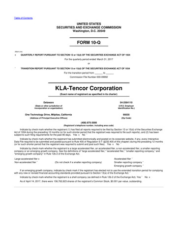 Thumbnail KLA 10-Q Quarterly Report FY2017 