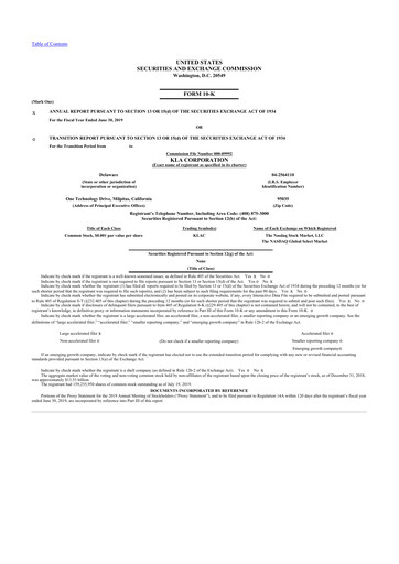 Thumbnail KLA 10-K Annual Report 2019