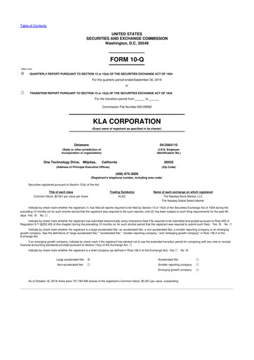 Thumbnail KLA 10-Q Quarterly Report FY2020 