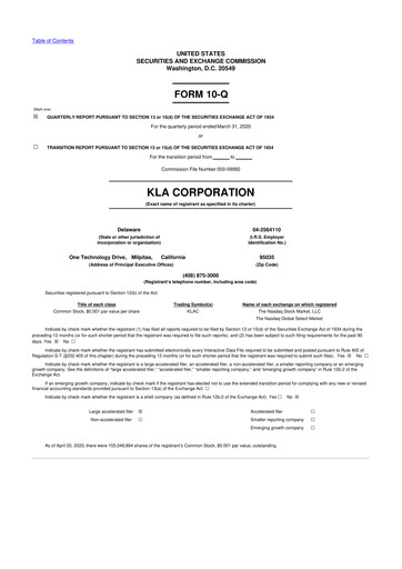 Thumbnail KLA 10-Q Quarterly Report FY2020 