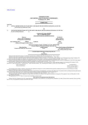 Thumbnail KLA 10-K Annual Report 2021