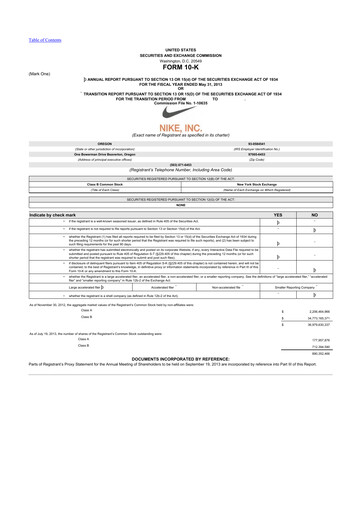 Thumbnail Nike 10-K Annual Report 2013