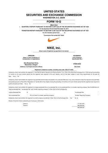 Vorschaubild Nike 10-Q Quartalsbericht 2015 