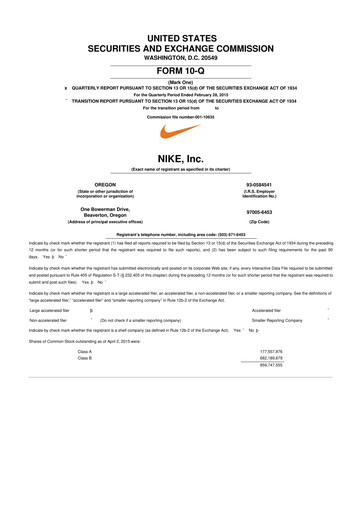 Vorschaubild Nike 10-Q Quartalsbericht 2015 
