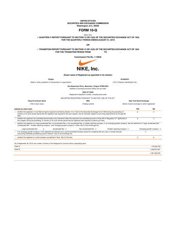 Vorschaubild Nike 10-Q Quartalsbericht 2020 