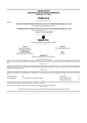 Thumbnail Apple 10-Q Quarterly Report FY2018 