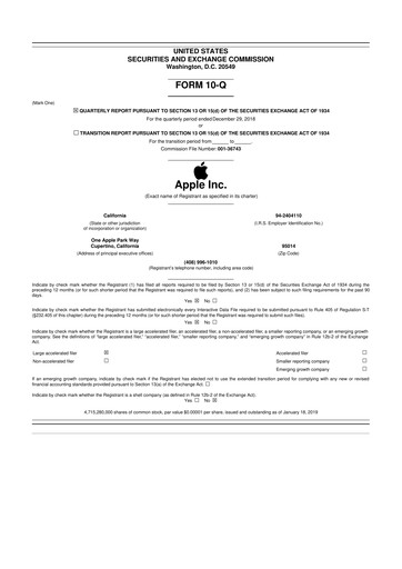 Thumbnail Apple 10-Q Quarterly Report FY2019 
