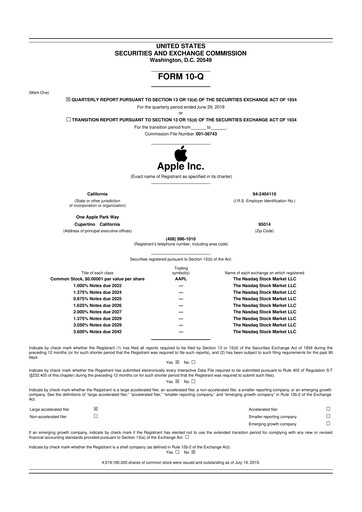Thumbnail Apple 10-Q Quarterly Report FY2019 