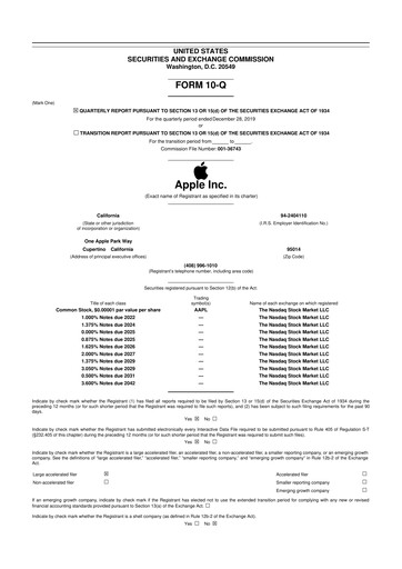 Thumbnail Apple 10-Q Quarterly Report FY2020 