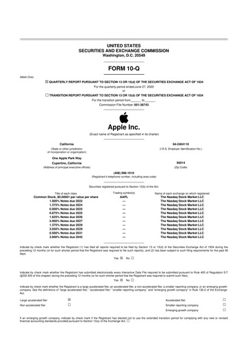 Thumbnail Apple 10-Q Quarterly Report FY2020 