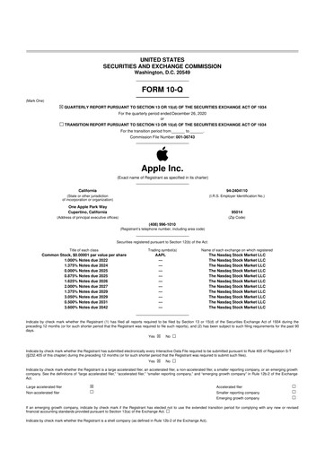 Thumbnail Apple 10-Q Quarterly Report FY2021 