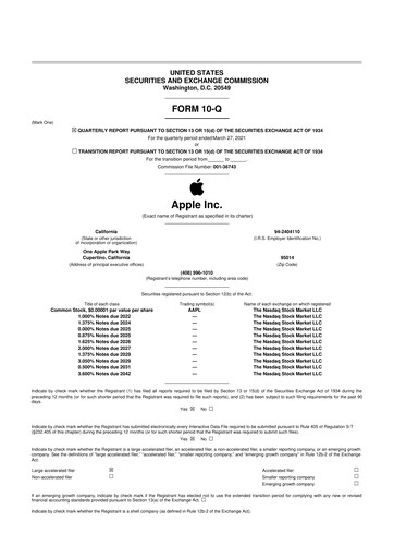 Thumbnail Apple 10-Q Quarterly Report FY2021 