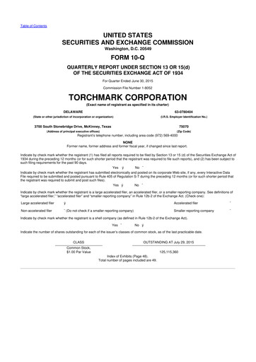 Thumbnail Globe Life
 10-Q Quarterly Report FY2015 