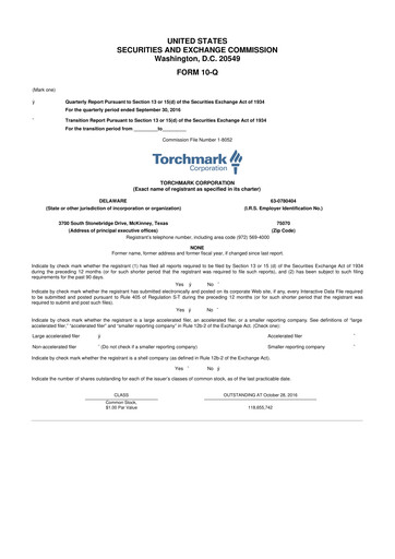 Thumbnail Globe Life
 10-Q Quarterly Report FY2016 