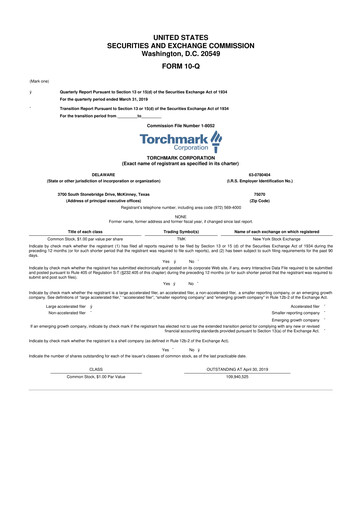 Thumbnail Globe Life
 10-Q Quarterly Report FY2019 