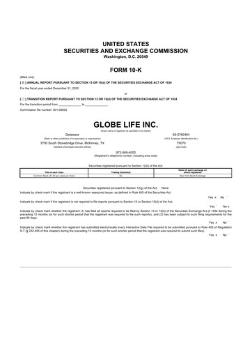 Thumbnail Globe Life
 10-K Annual Report 2020