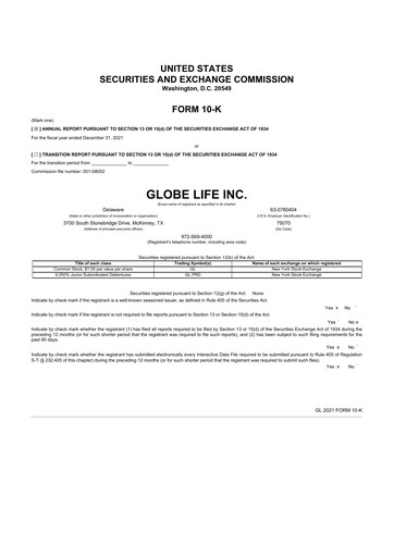 Thumbnail Globe Life
 10-K Annual Report 2021
