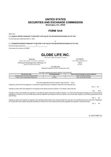 Thumbnail Globe Life
 10-K Annual Report 2022