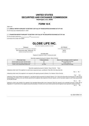 Thumbnail Globe Life
 10-K Annual Report 2025