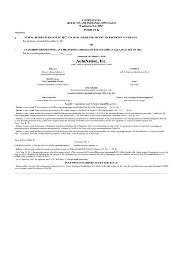 Thumbnail AutoNation 10-K Annual Report 2011
