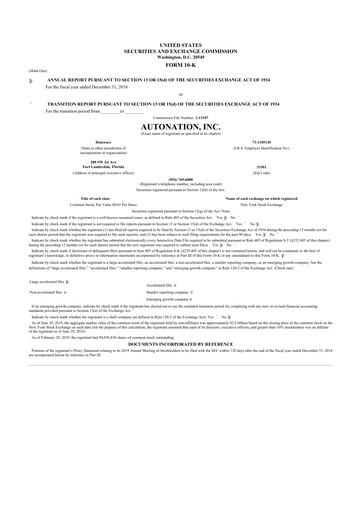 Thumbnail AutoNation 10-K Annual Report 2018