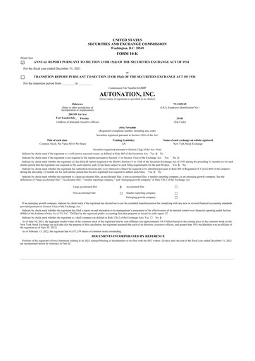 Thumbnail AutoNation 10-K Annual Report 2021