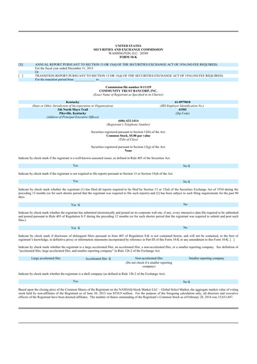 Thumbnail Community Trust Bancorp 10-K Annual Report 2013