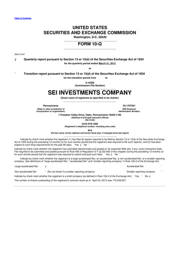 Thumbnail SEI Investments 10-Q Quarterly Report FY2013 