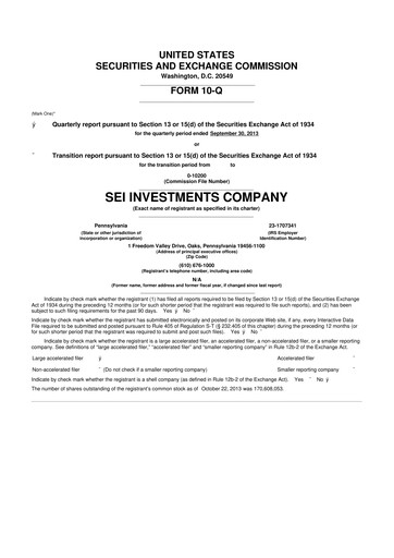 Thumbnail SEI Investments 10-Q Quarterly Report FY2013 