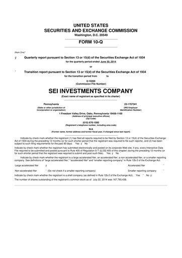 Thumbnail SEI Investments 10-Q Quarterly Report FY2014 