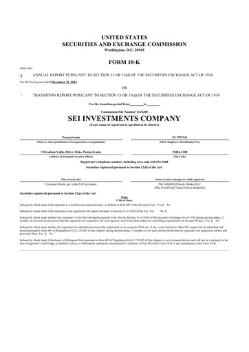 Thumbnail SEI Investments 10-K Annual Report 2014