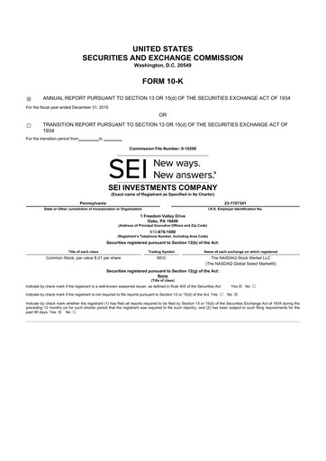 Thumbnail SEI Investments 10-K Annual Report 2019