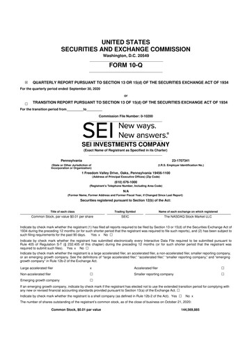 Thumbnail SEI Investments 10-Q Quarterly Report FY2020 