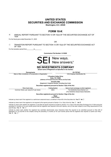 Thumbnail SEI Investments 10-K Annual Report 2020