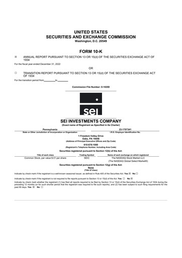 Thumbnail SEI Investments 10-K Annual Report 2022