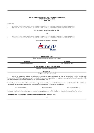 Miniature Ameris Bancorp
 10-Q Rapport trimestriel  