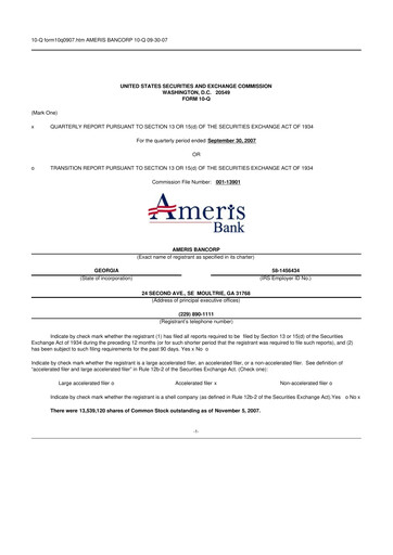 Miniature Ameris Bancorp
 10-Q Rapport trimestriel  