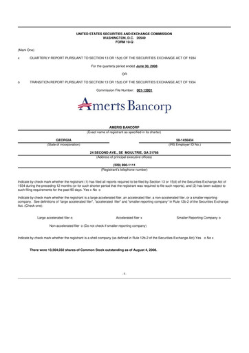 Miniature Ameris Bancorp
 10-Q Rapport trimestriel  