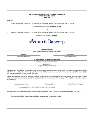 Miniature Ameris Bancorp
 10-Q Rapport trimestriel  