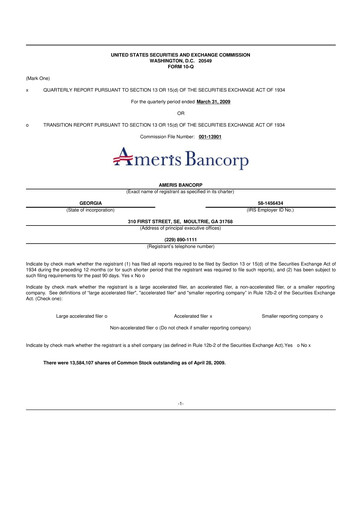Miniature Ameris Bancorp
 10-Q Rapport trimestriel  