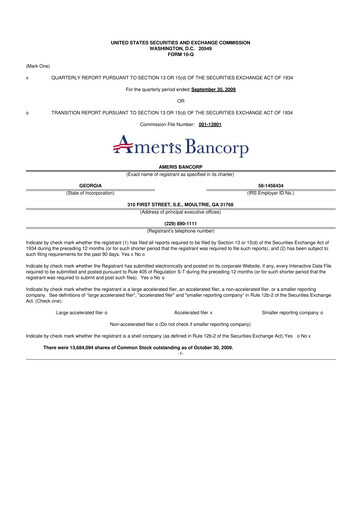 Miniature Ameris Bancorp
 10-Q Rapport trimestriel  
