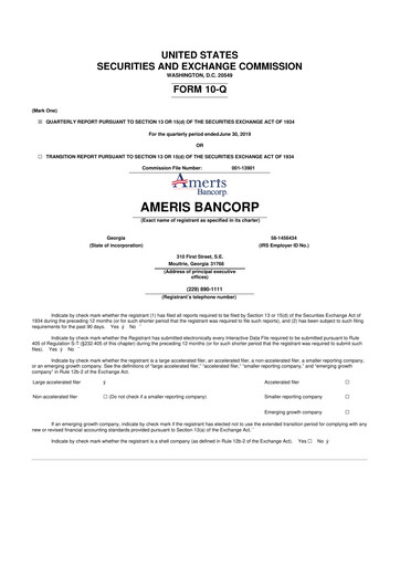 Miniature Ameris Bancorp
 10-Q Rapport trimestriel 2019 