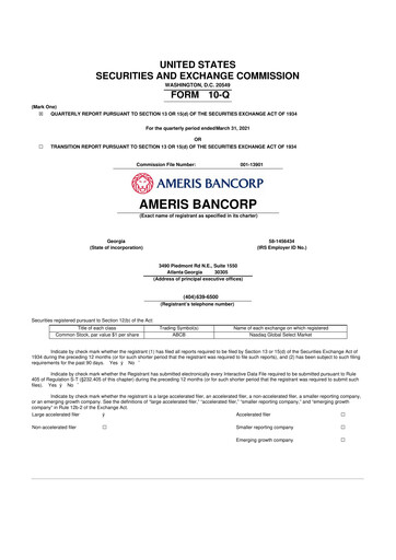 Miniature Ameris Bancorp
 10-Q Rapport trimestriel 2021 