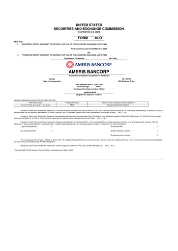 Miniature Ameris Bancorp
 10-Q Rapport trimestriel 2023 
